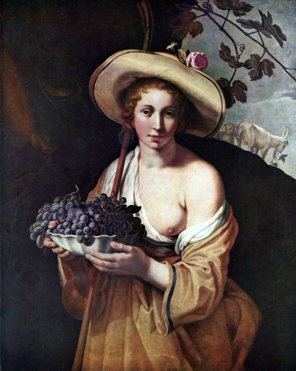 Alemán: Shepherdess with Grapes Pastora con uvas de Abraham Bloemaert