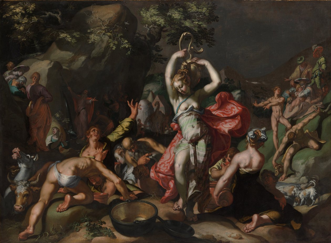 Moisés golpeando la roca de Abraham Bloemaert