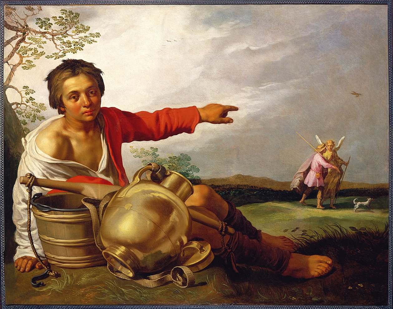 Pastorcillo señalando a Tobías y al ángel de Abraham Bloemaert