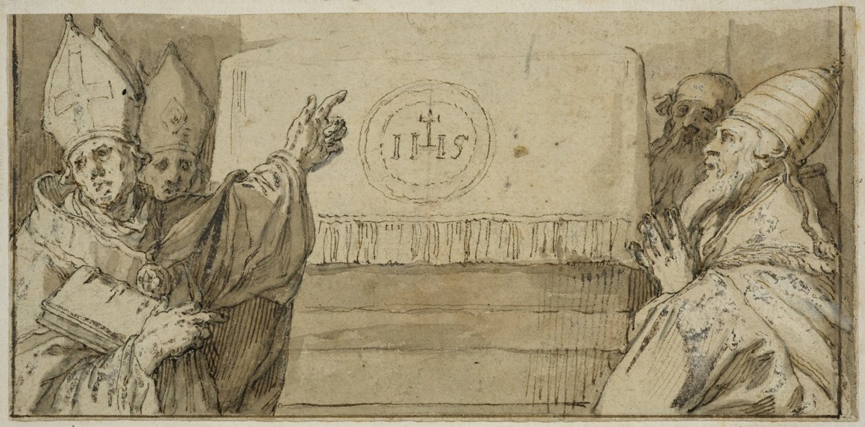 Los cuatro Padres de la Iglesia latina ante un altar de Abraham Bloemaert