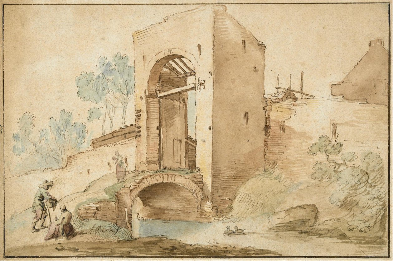 La puerta de entrada a una ciudad de Abraham Bloemaert