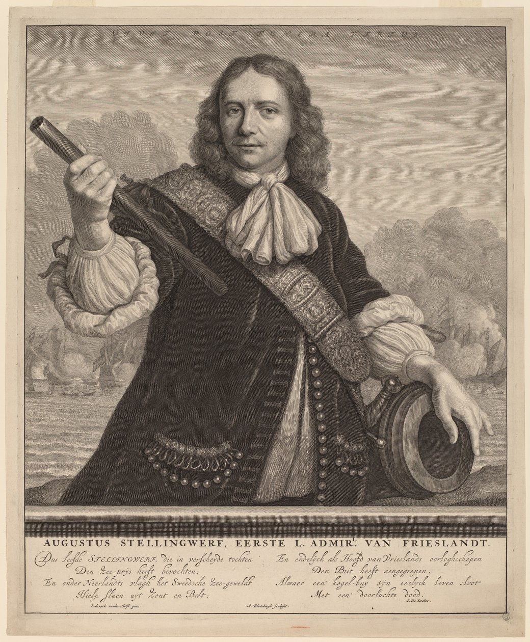 Augustus Stellingwerf, Primer Lord Almirante de Frisia de Abraham Blooteling after Lodewyk van der Helst