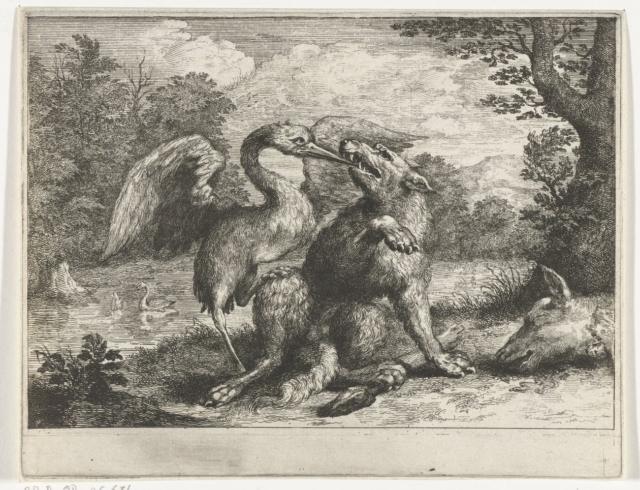 Lobo y grúa de Abraham Bloteling