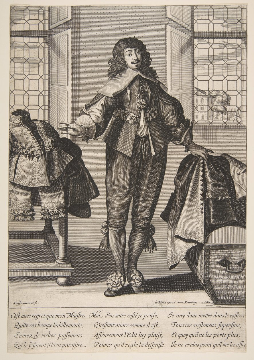 Un Valet Guardando la Ropa Lujosa de su Amo de Abraham Bosse