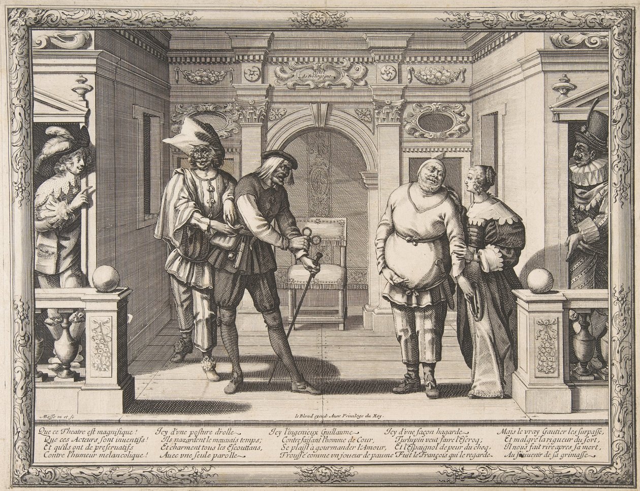 Actores en el Hotel de Bourgogne, ca. 1633-34 de Abraham Bosse