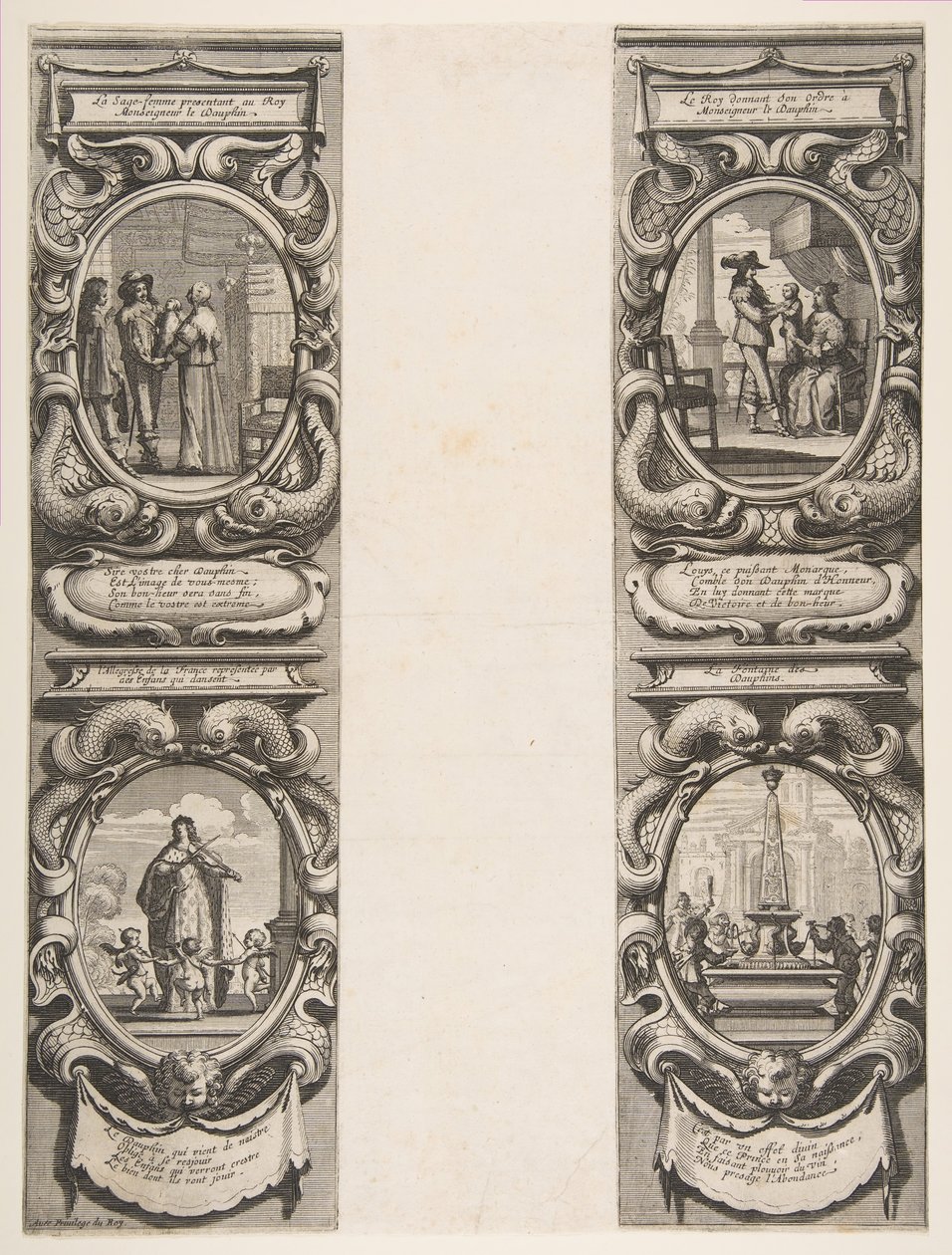 Almanaque para 1639: Luis XIII y Ana de Austria confiando el Reino y el Heredero, 1638 de Abraham Bosse
