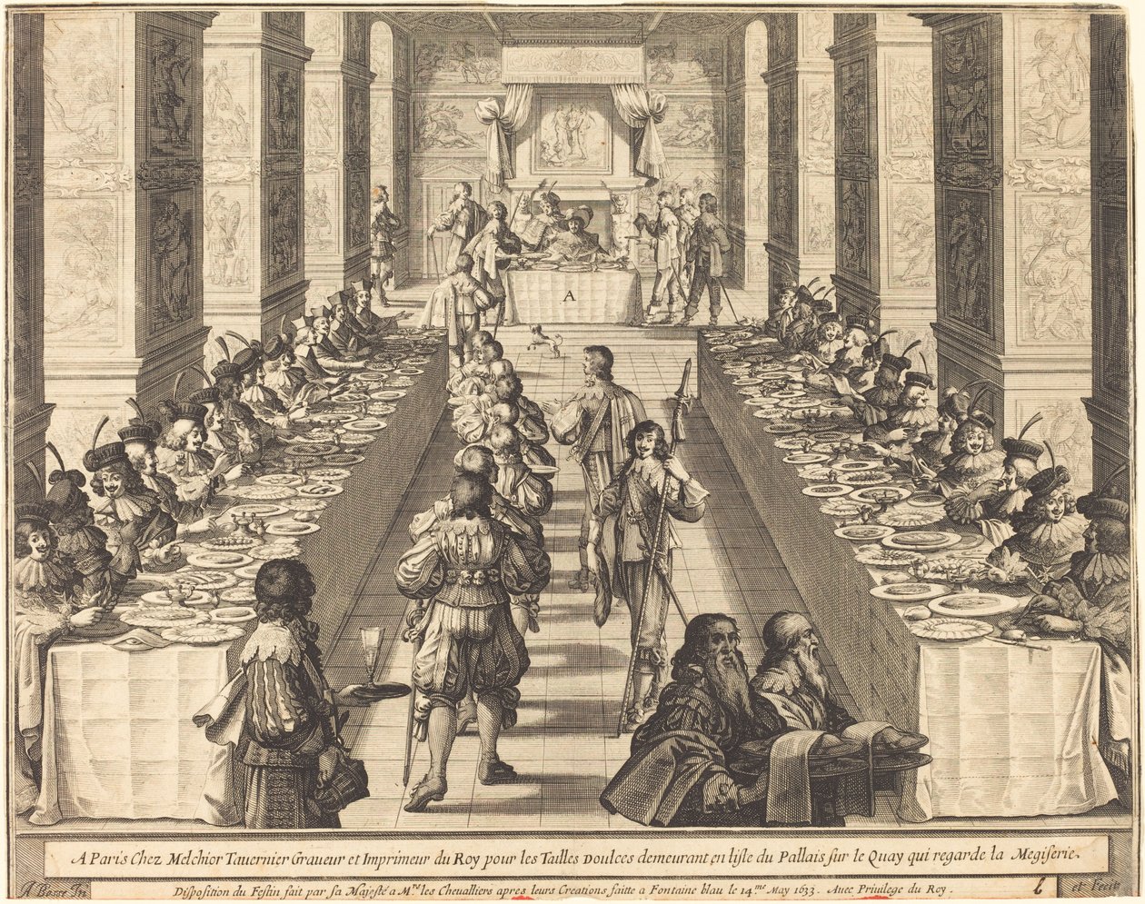 Banquete ofrecido por el rey a los nuevos caballeros de Abraham Bosse