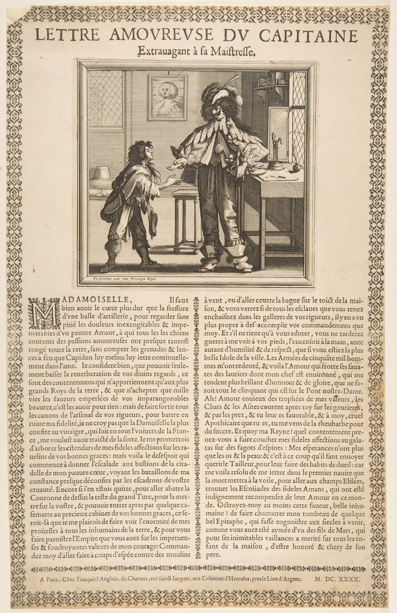 Carta de amor del capitán, ca. 1636 de Abraham Bosse