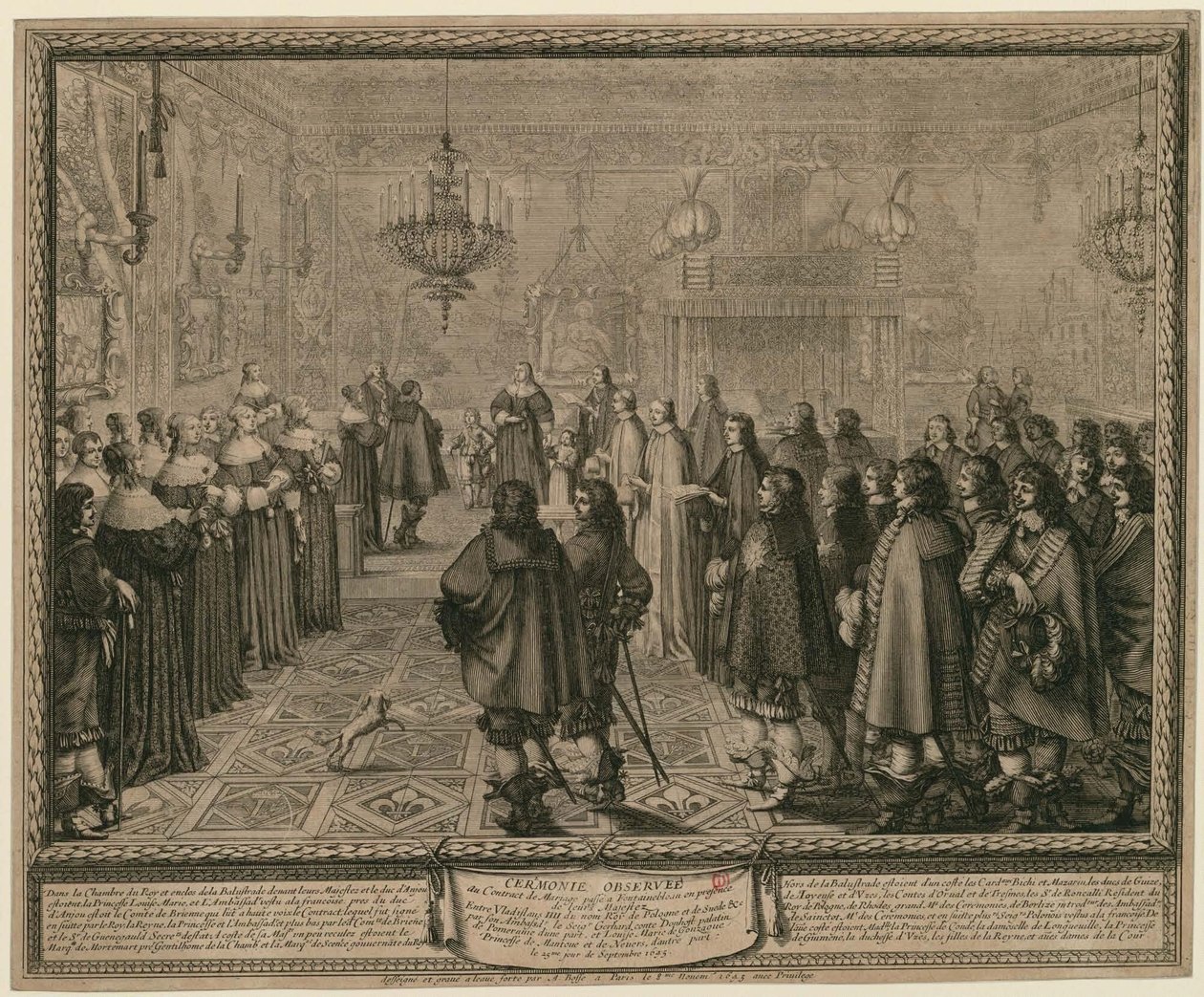 Ceremonia celebrada con motivo del contrato matrimonial celebrado en Fontainebleau en presencia de Sus Majestades entre Vladislao IV, rey de Polonia y Suecia [...] de Abraham Bosse