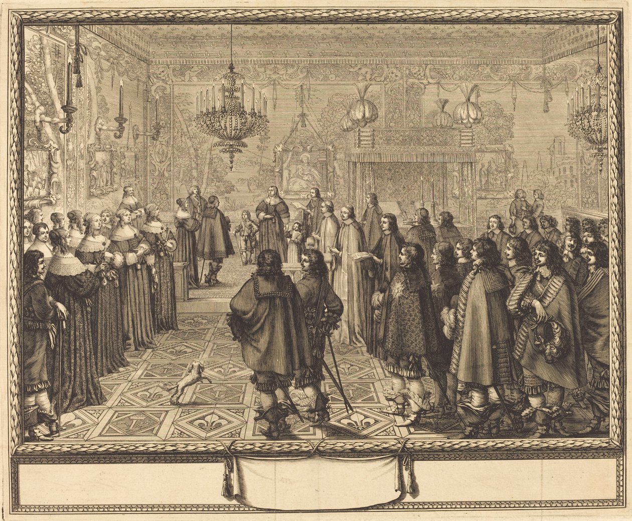 Ceremonia del contrato de matrimonio entre Vladislas IV, Rey de Polonia, y Louise-Marie de Gonzaga, Princesa de Mantua, en Fontainebleau de Abraham Bosse