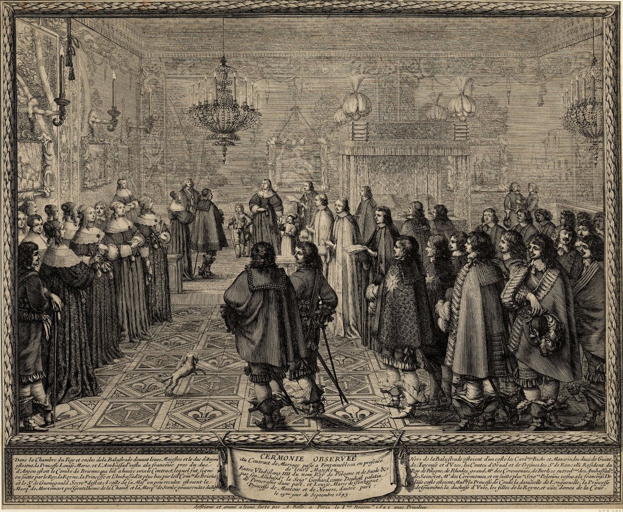 Ceremonia del contrato de matrimonio entre Wladyslaw IV, Rey de Polonia y Marie Louise Gonzaga de Abraham Bosse