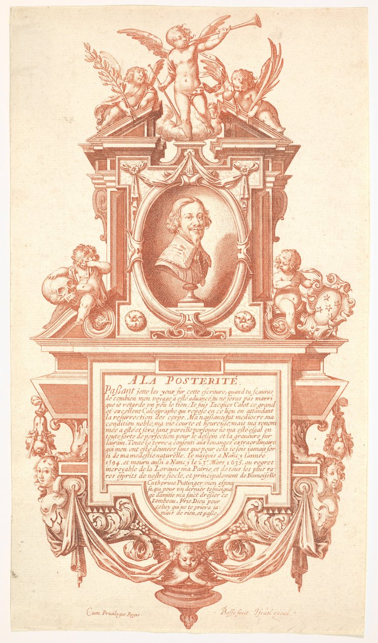 Epitafio y retrato de Jacques Callot de Abraham Bosse