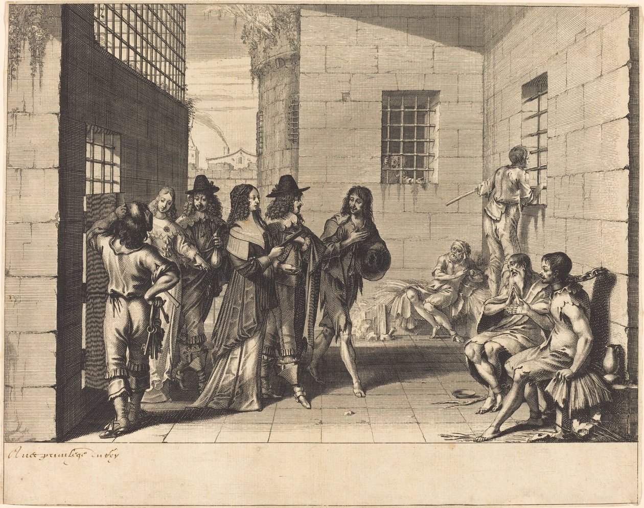 Nobleza Visitando una Prisión de Abraham Bosse