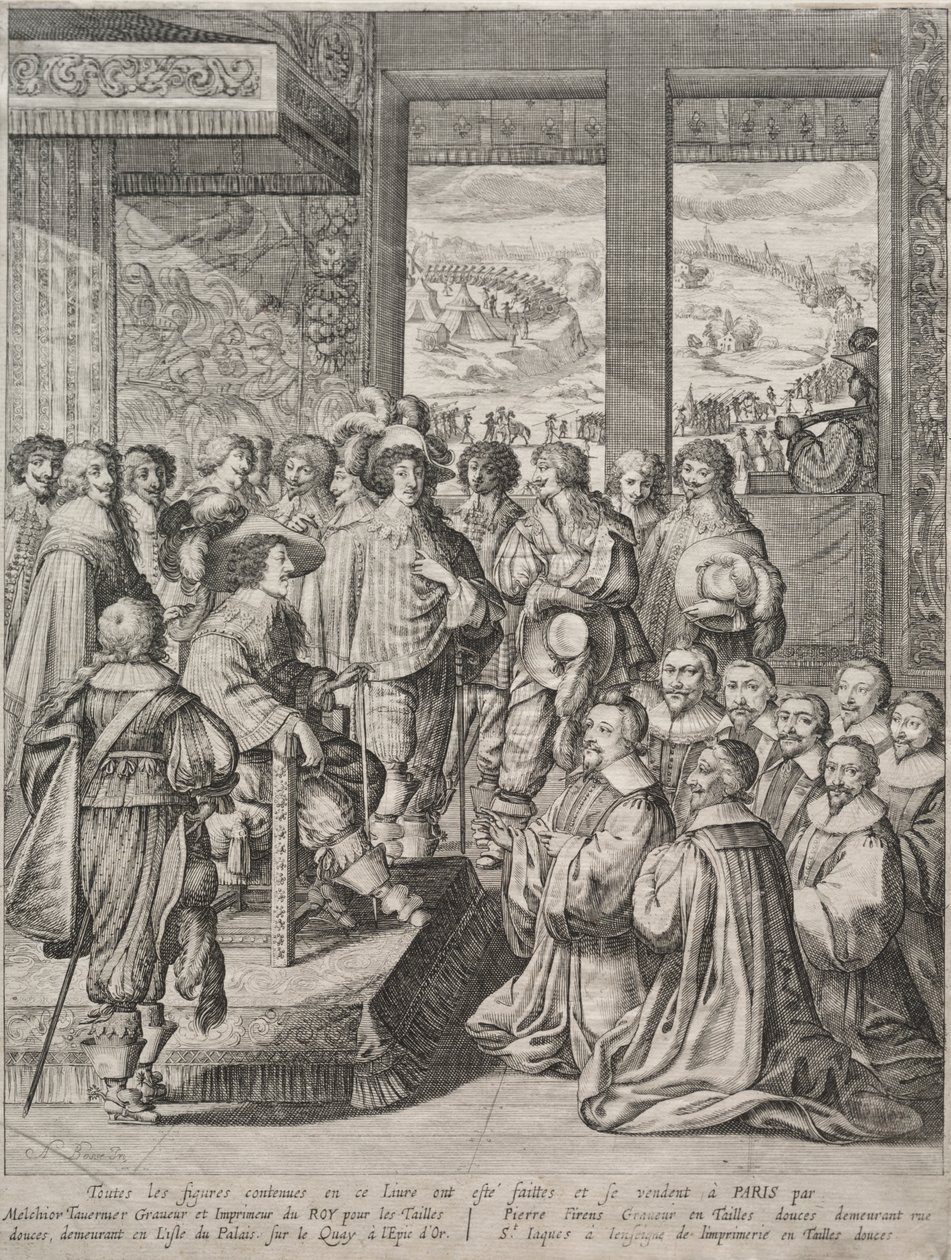 Luis XIII recibiendo una delegación de magistrados de Abraham Bosse