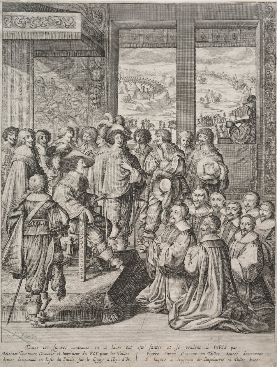 Luis XIII recibiendo una delegación de magistrados de Abraham Bosse