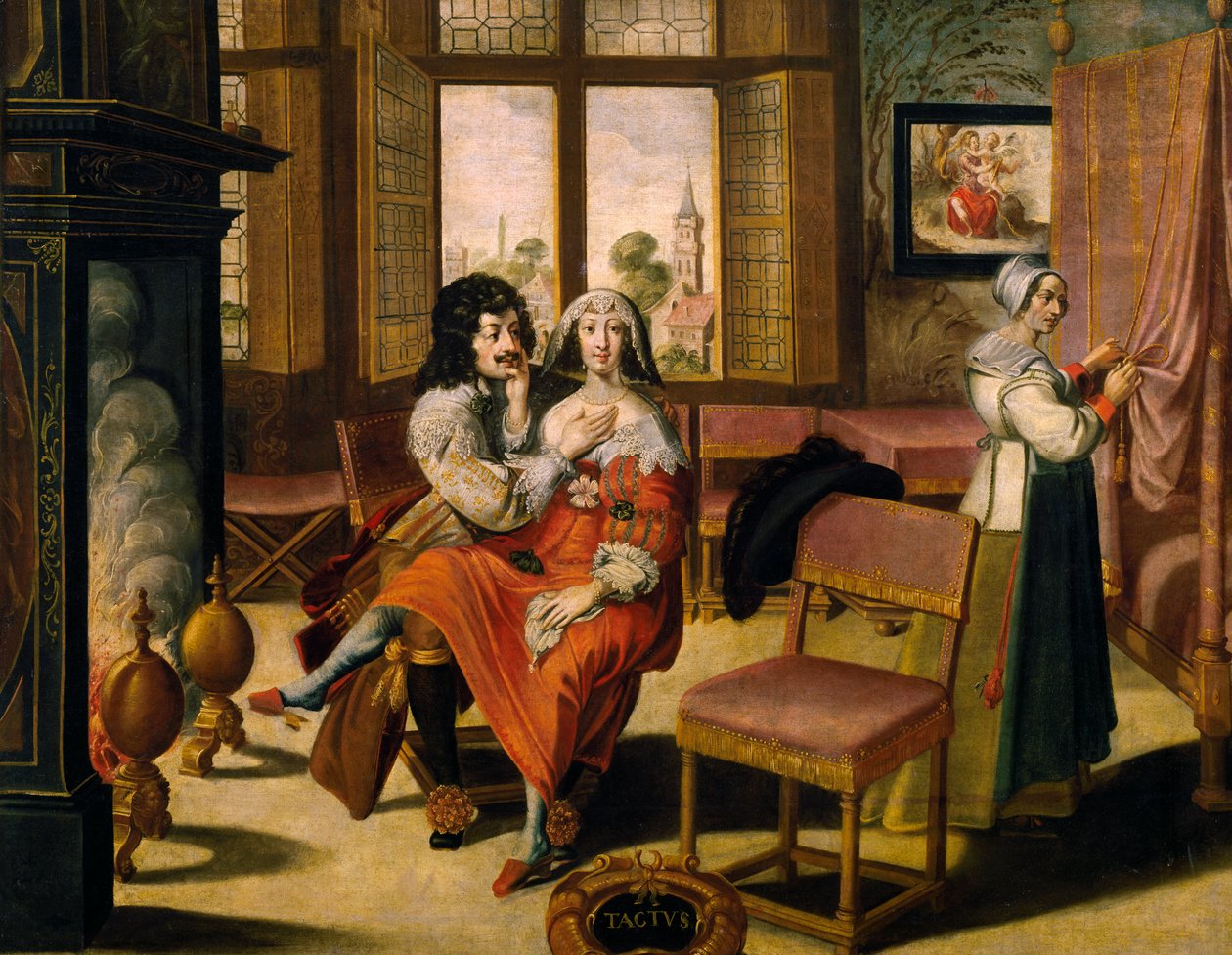 Sentido del tacto, ca 1635, después de una pintura de una serie de 5 por un artista desconocido de Abraham Bosse