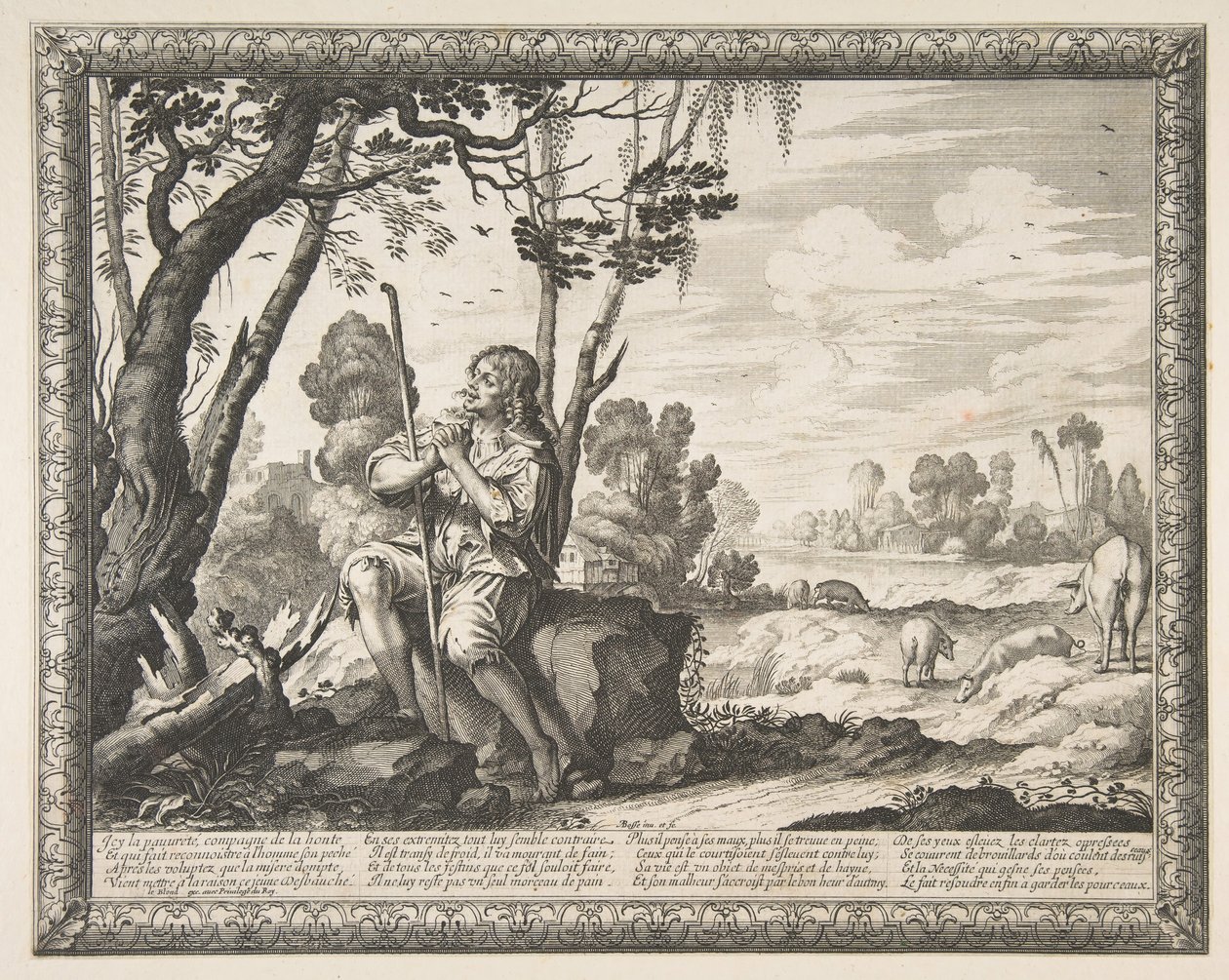 El Hijo Pródigo Guardando Cerdos, ca. 1636 de Abraham Bosse