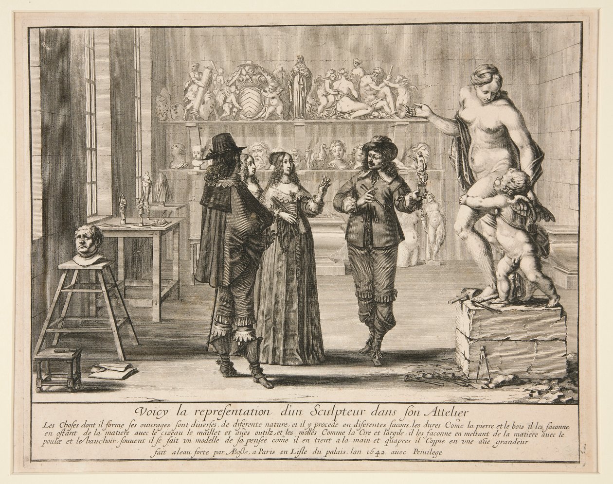 El escultor en su estudio, de la serie de artistas en sus estudios de Abraham Bosse