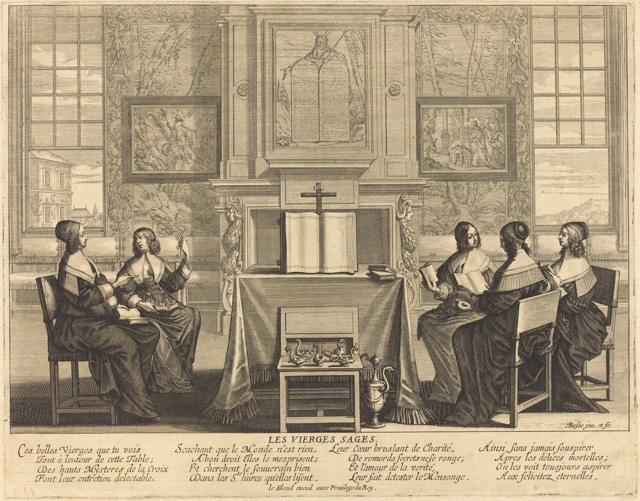 Las vírgenes sabias en oración de Abraham Bosse