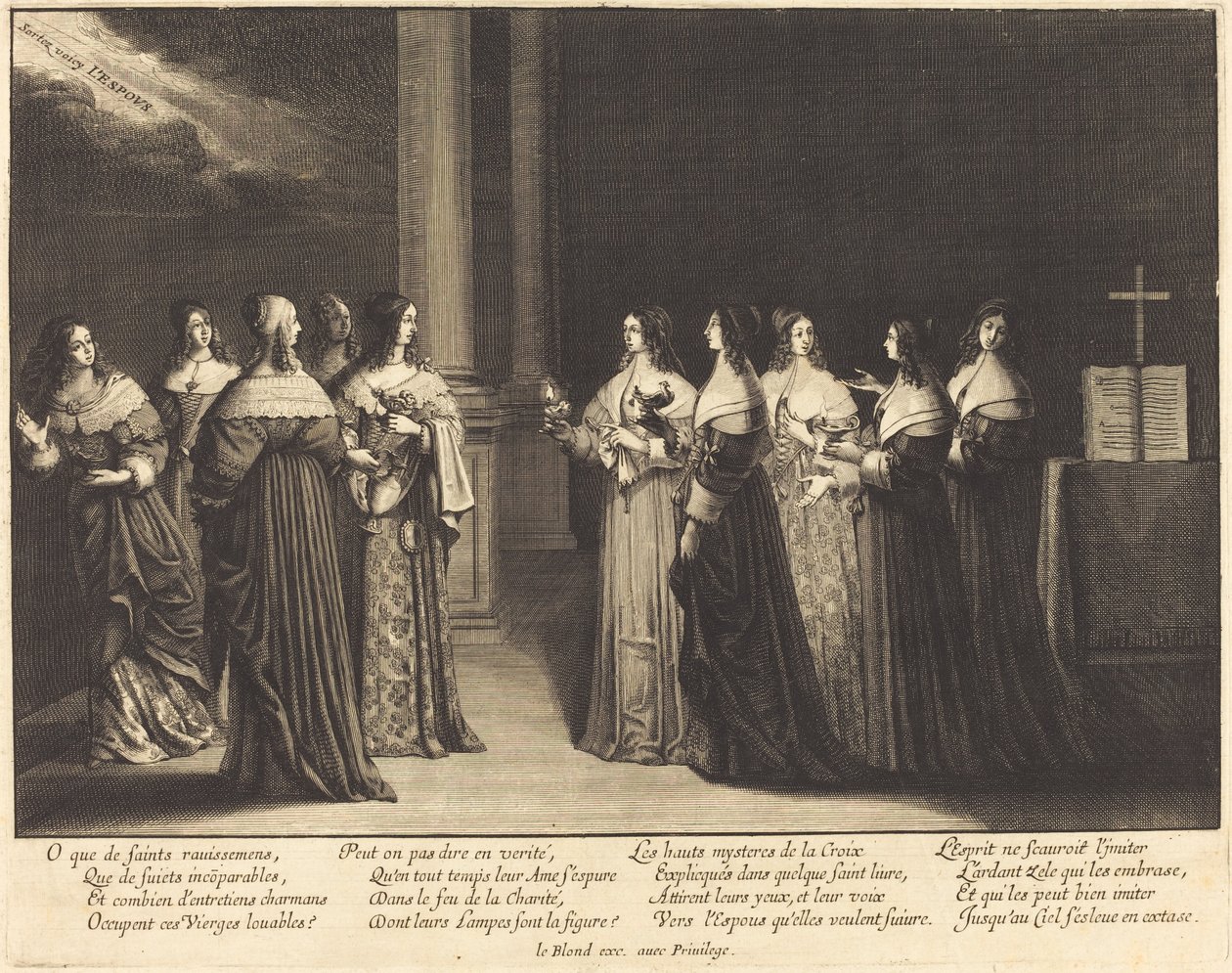 Las vírgenes prudentes y necias juntas de Abraham Bosse