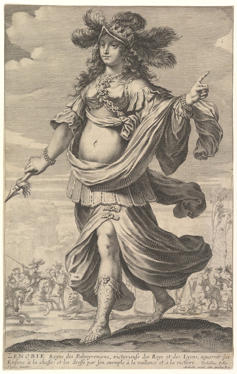 Zenobia, una ilustración de La Gallerie des femmes fortes de Pierre Le Moyne de Abraham Bosse