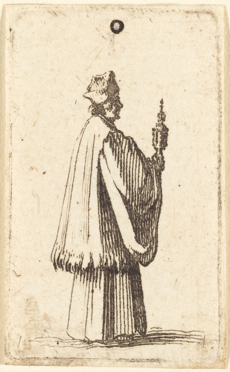 Sacerdote llevando el Santísimo Sacramento de la Eucaristía de Abraham Bosse or Jacques Callot