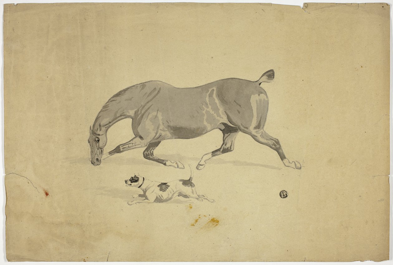 Caballo y perro que corren de Abraham Cooper