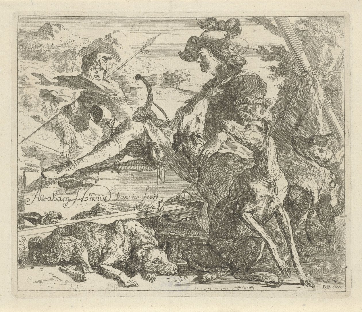 cazador con perros Diferentes animales (título de la serie) de Abraham Danielsz. Hondius