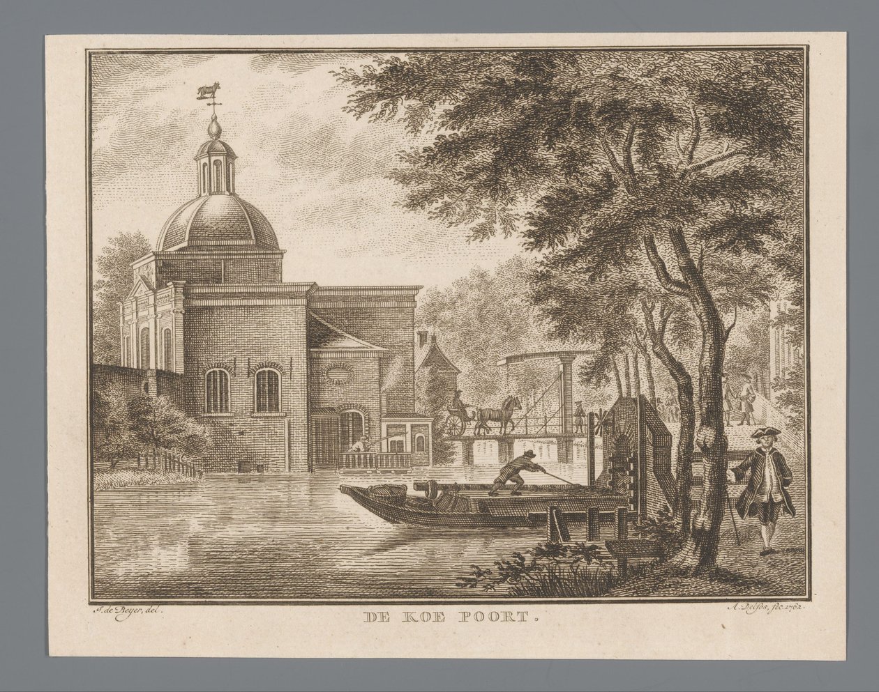 Vista del Koepoort en Leiden
De Koe Poort (título en el objeto) de Abraham Delfos
