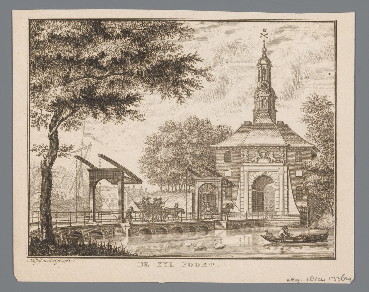 Vista del Zijlpoort en Leiden
De Zyl Poort (título en el objeto) de Abraham Delfos