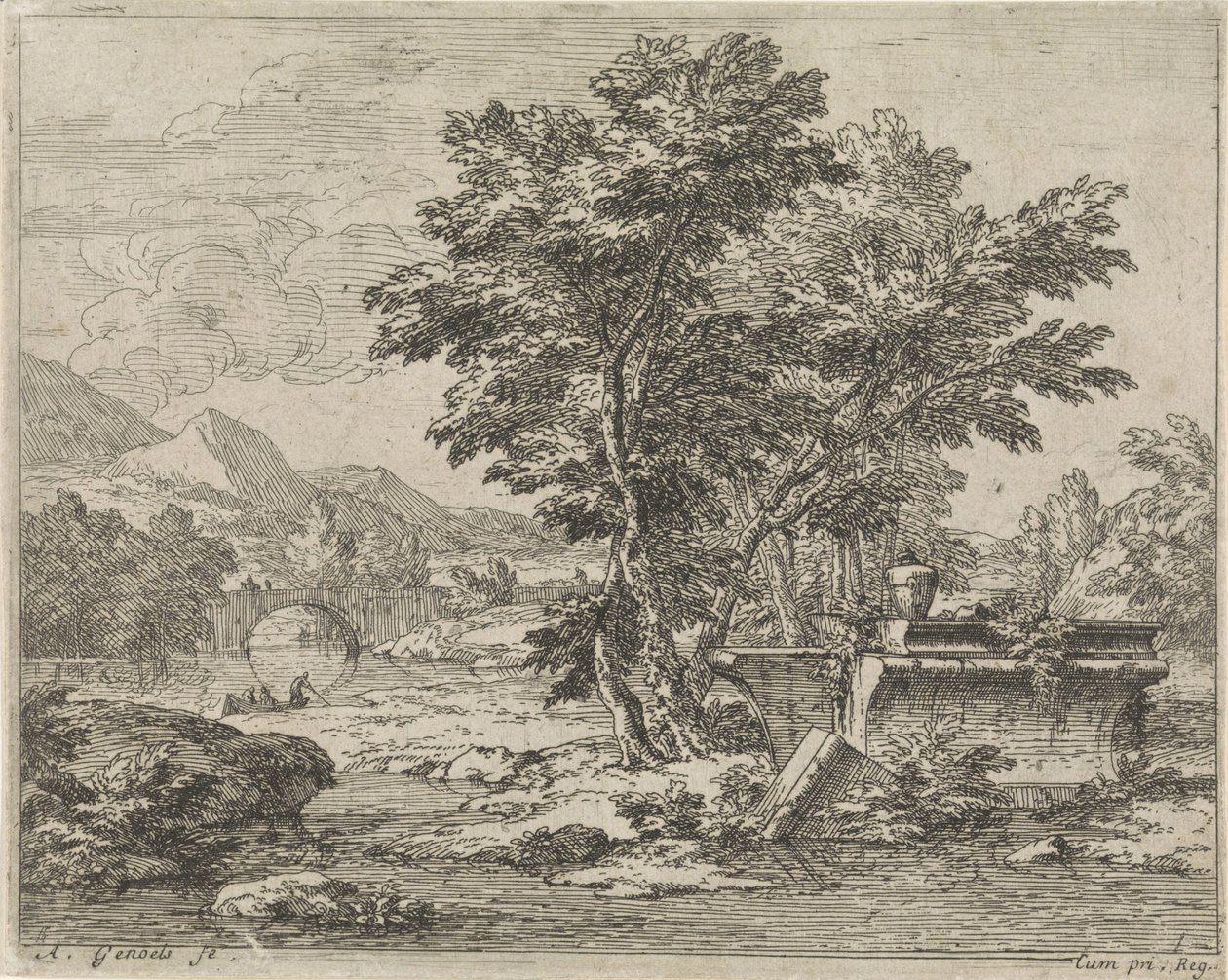 Paisaje con una ruina clásica Paisajes (título de la serie) de Abraham Genoels