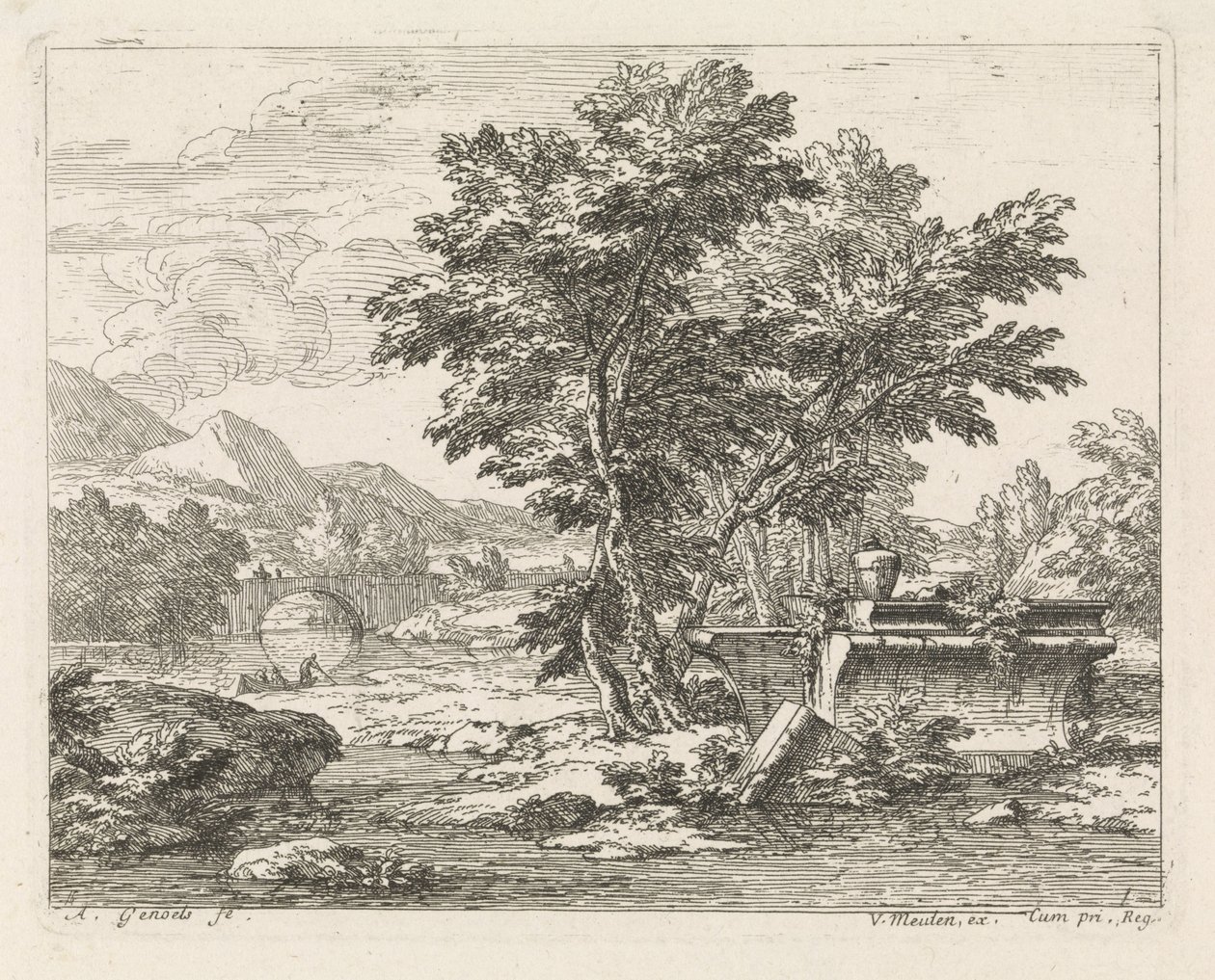 Paisaje con una ruina clásica Paisajes (título de la serie) de Abraham Genoels