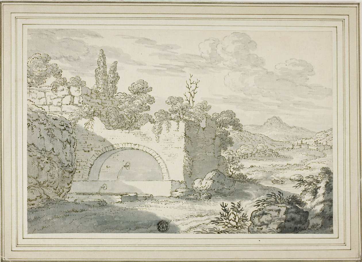 Paisaje con fuente de Abraham Genoels II