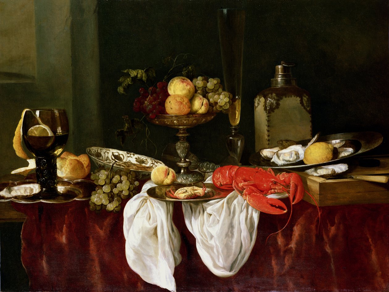 Naturaleza muerta con langosta de Abraham Hendricksz van Beyeren