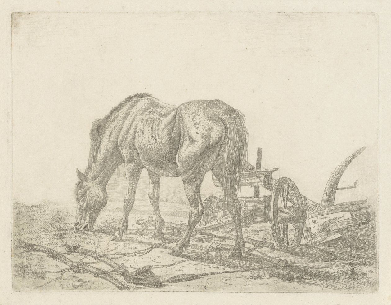 Caballo sin entrenar con un arado de Abraham Hendrik Winter