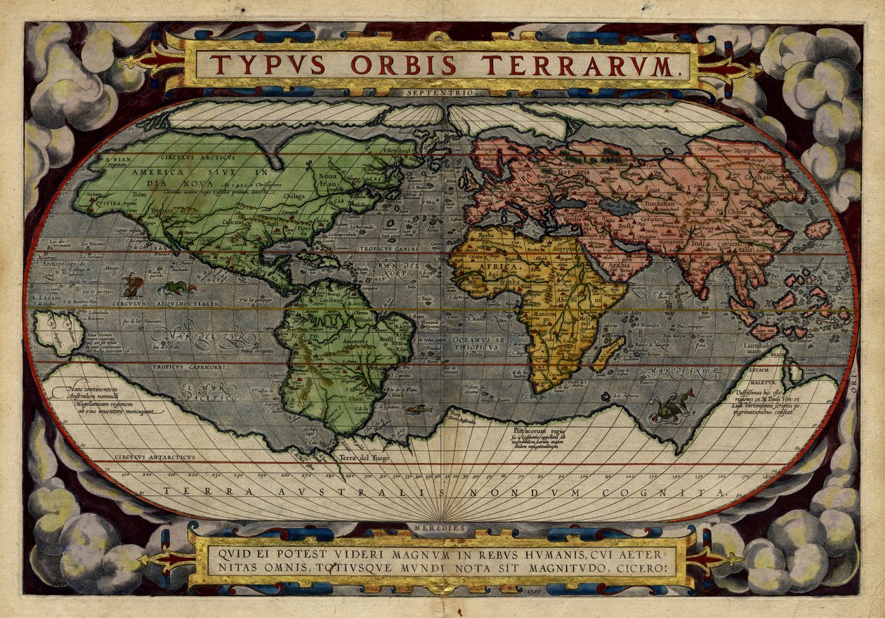 Typus Orbis Terrarum (Mapa del mundo) de Abraham & Hogenberg Frans & Kremer Gerard (16th century) Ortelius