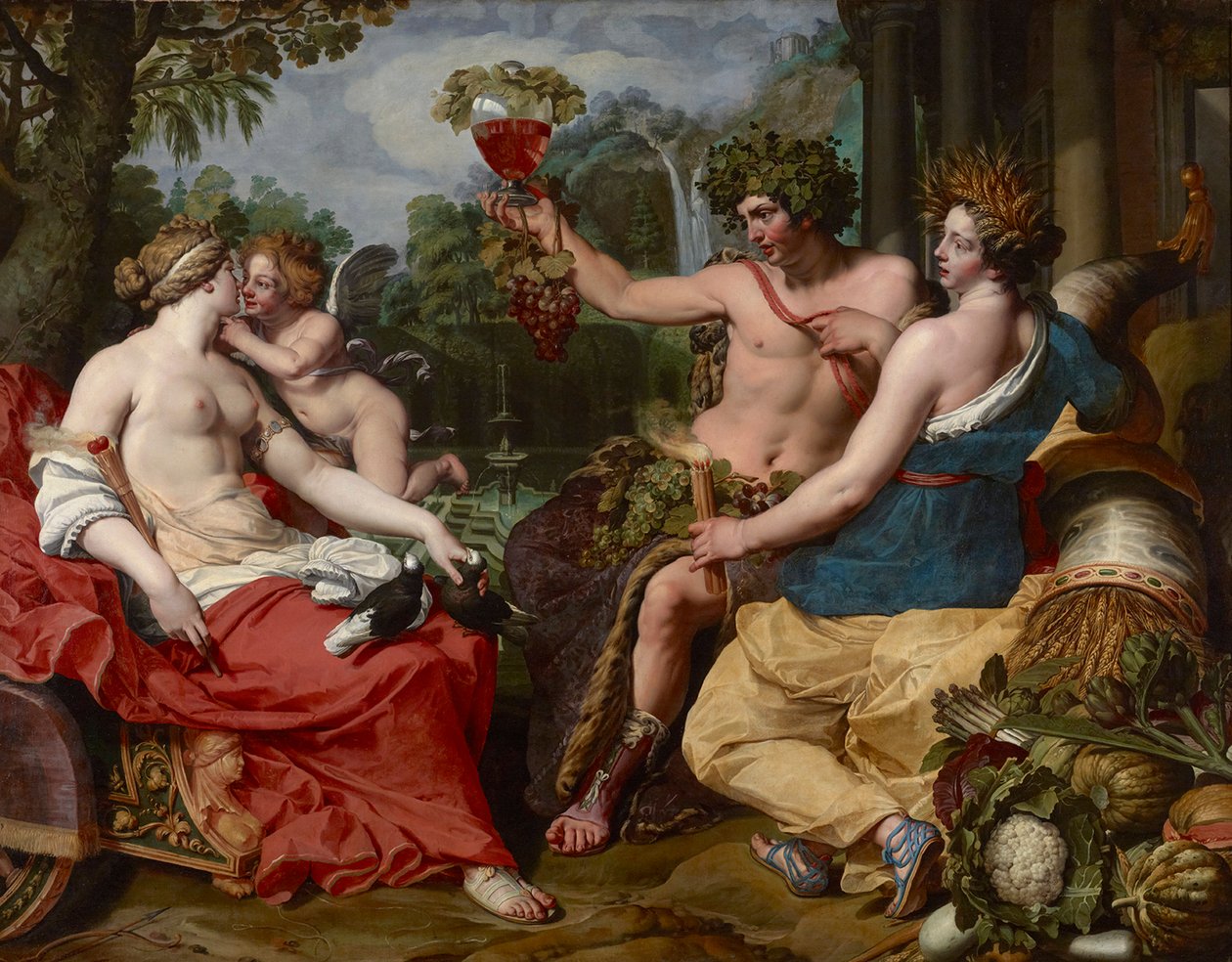 Ceres, Baco y Venus, por Janssens, Abraham (ca. 1573-1632). Óleo sobre lienzo de Abraham Janssens