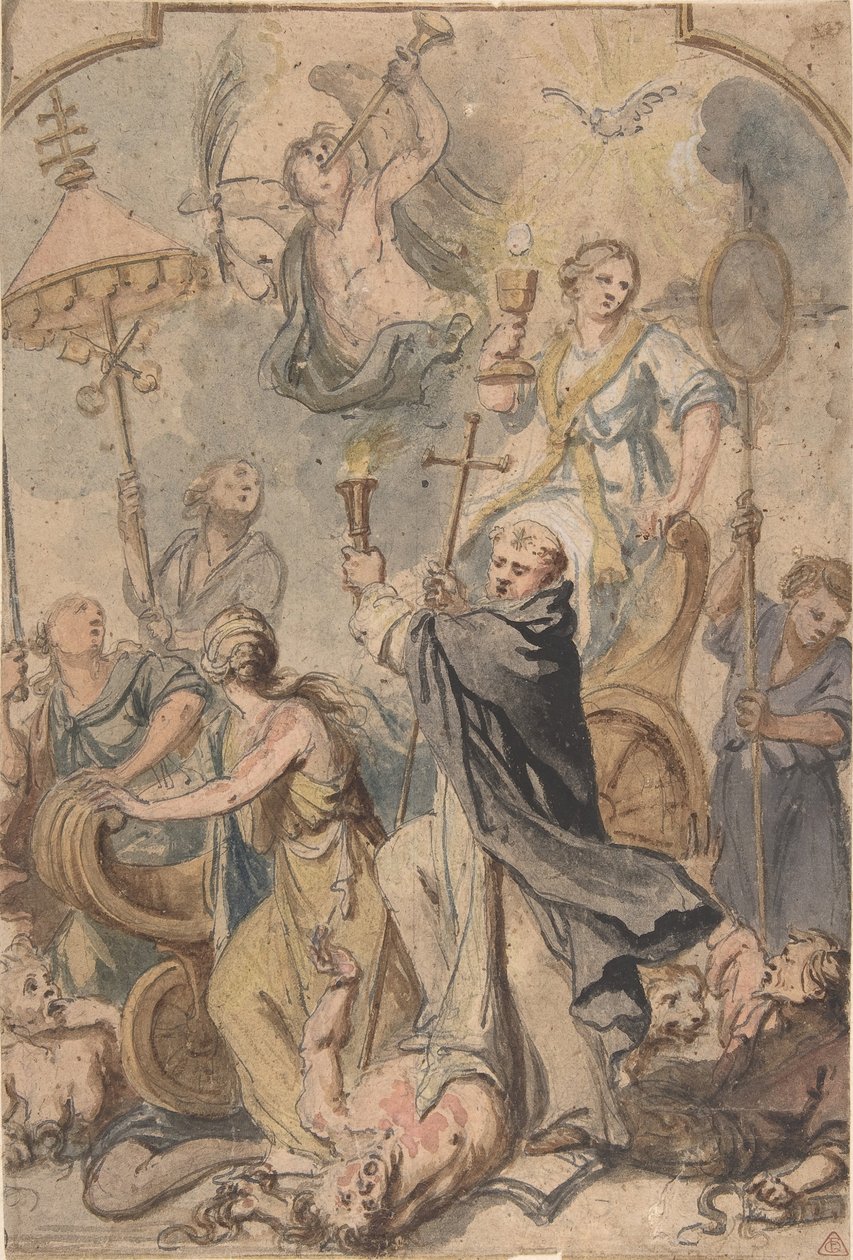 Una alegoría del triunfo sobre la herejía, con San Domingo al frente, 1650-60 de Abraham Jansz van Diepenbeeck