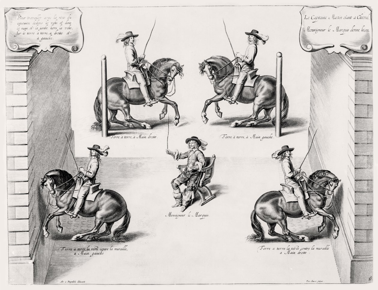 Ilustración de un Manual de Equitación, grabado por Peeter Clouwet (1629-70), 1658 de Abraham Jansz. van after Diepenbeeck