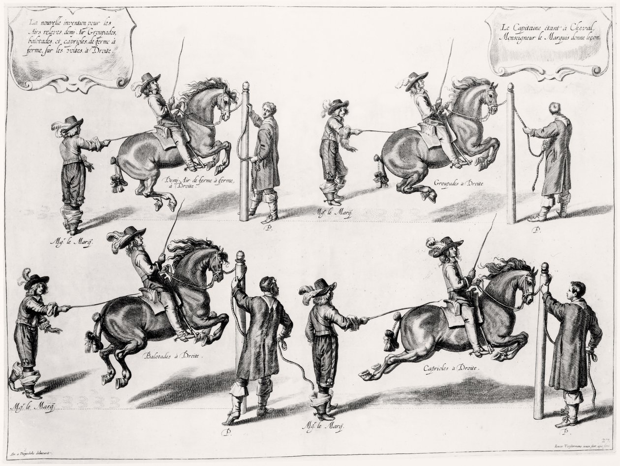 Ilustración de un Manual de Equitación, grabado por Peeter Clouwet (1629-70), 1658 de Abraham Jansz. van after Diepenbeeck