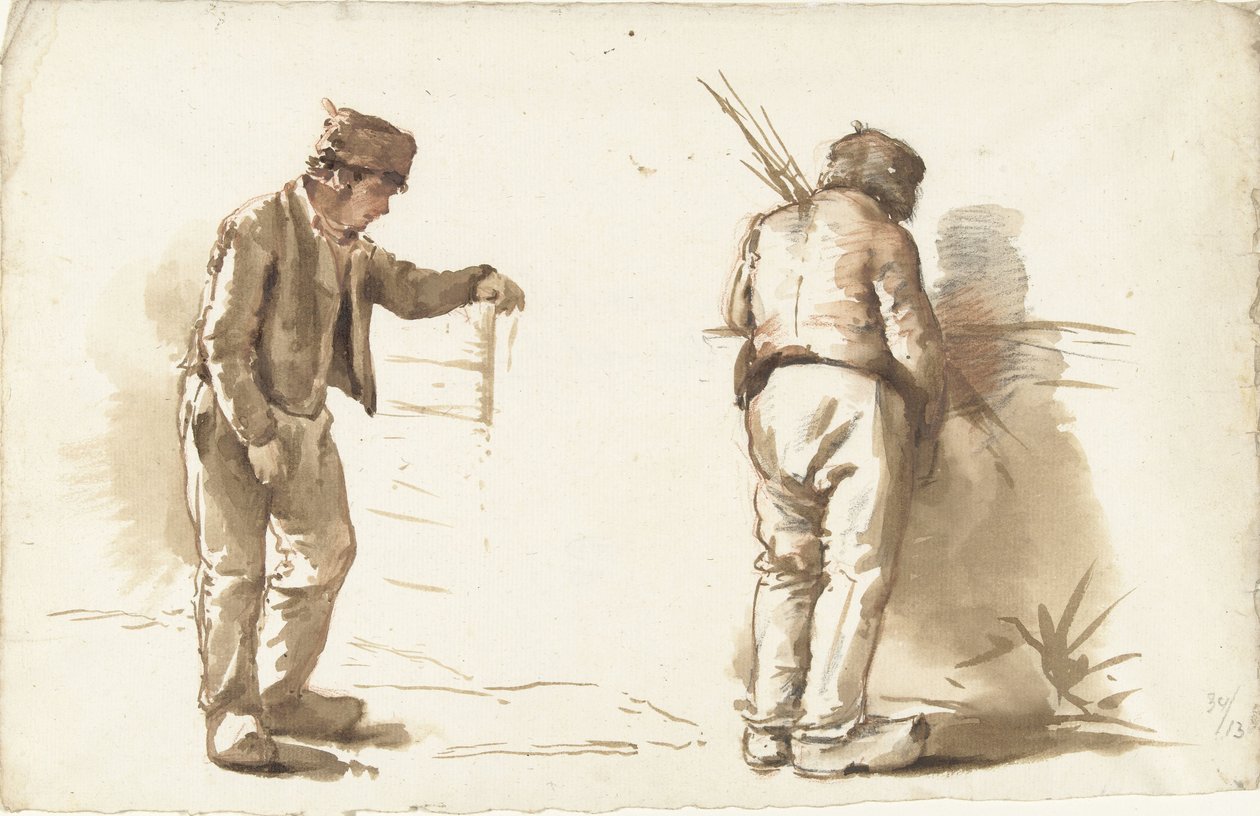 Dos estudios de un hombre de pie de Abraham Johannes Ruytenschildt