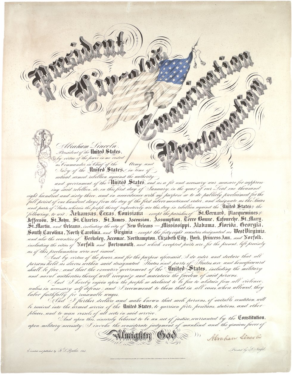 Proclamación de Emancipación del Presidente Lincoln, 1 de enero de 1863 de Abraham Lincoln