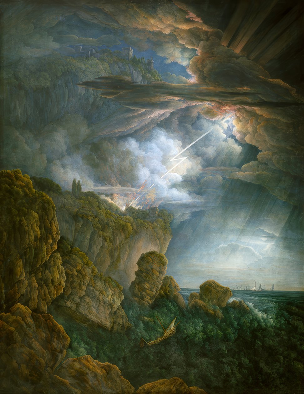 Tormenta nocturna en Cefalú de Abraham Louis Rodolphe Ducros