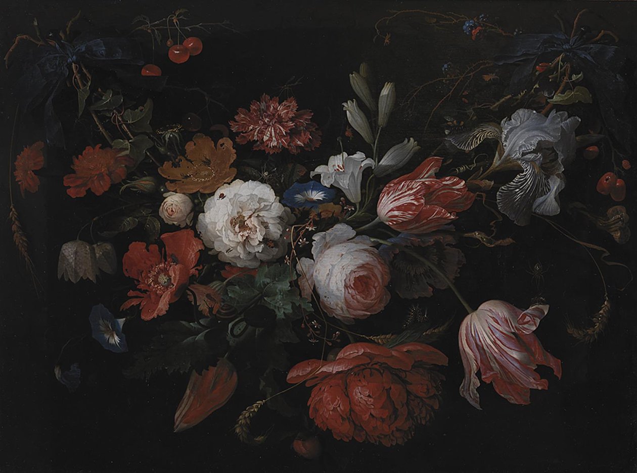 Una guirnalda de flores de Abraham Mignon
