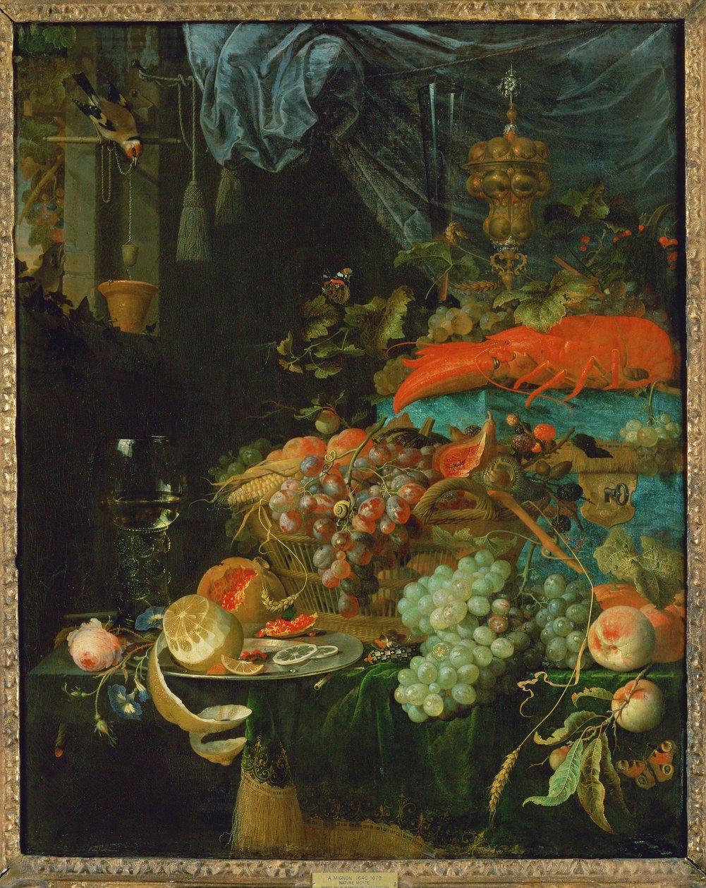 Naturaleza muerta (pintura sobre lienzo) de Abraham Mignon