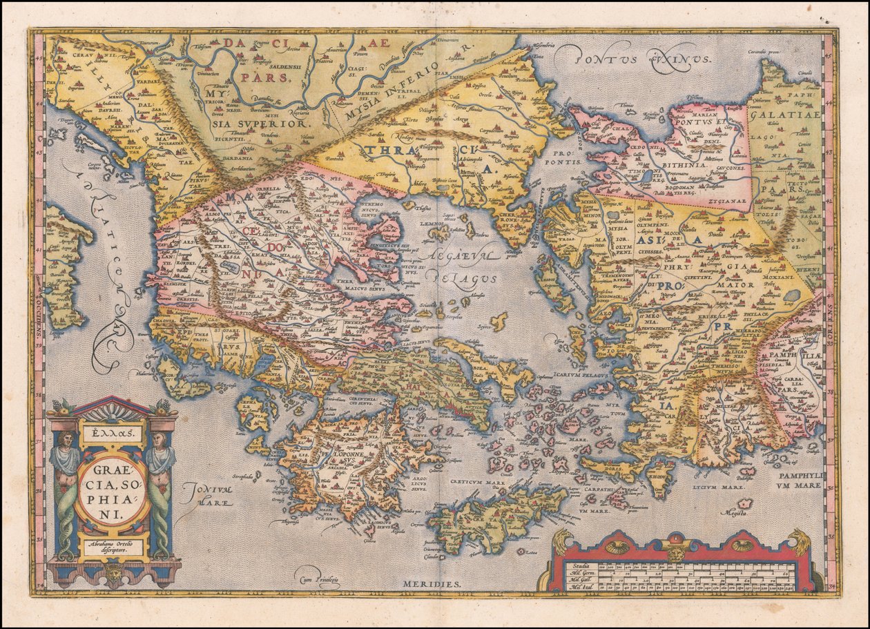 Mapa de Grecia y Turquía occidental de 1584 por Abraham Ortelius de Abraham Ortelius