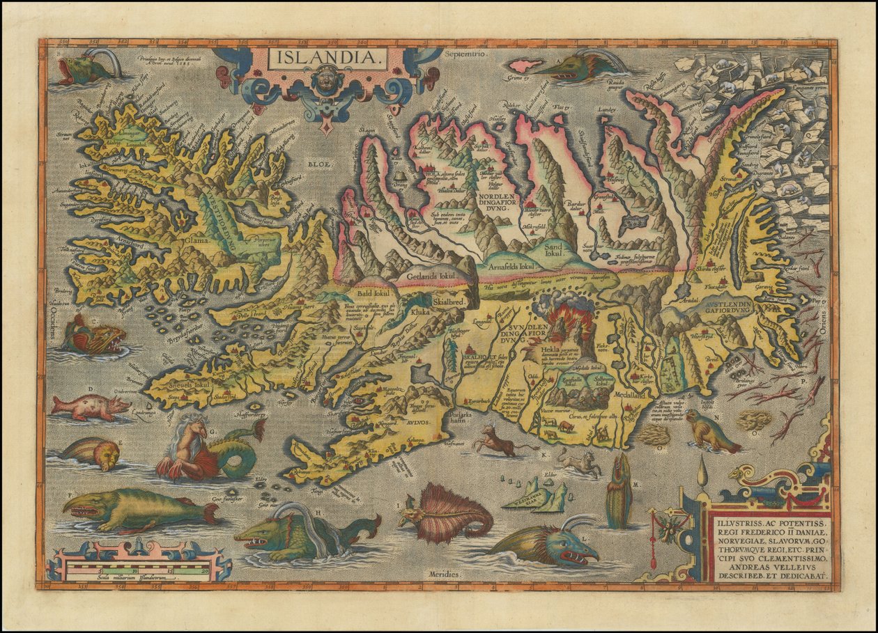 Mapa de Islandia de 1591 por Abraham Ortelius de Abraham Ortelius