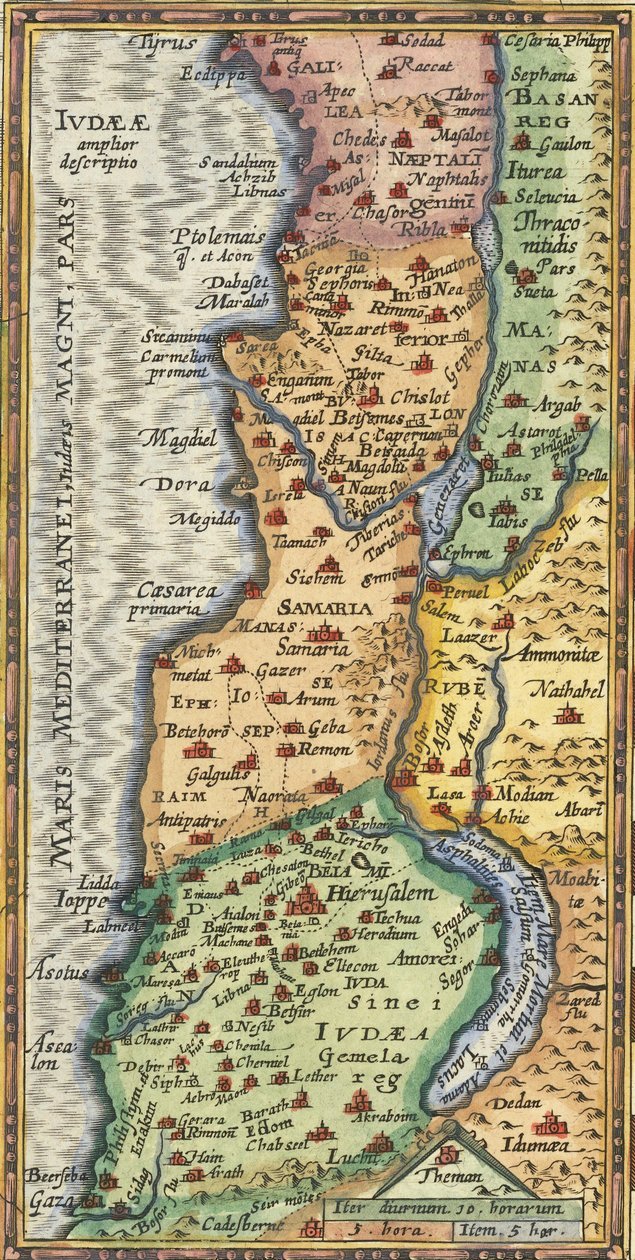 Mapa detallado de Tierra Santa de 1624 por Abraham Ortelius de Abraham Ortelius