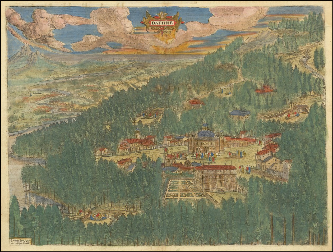 Vista imaginaria de 1624 de Dafne en Antioquía por Abraham Ortelius de Abraham Ortelius