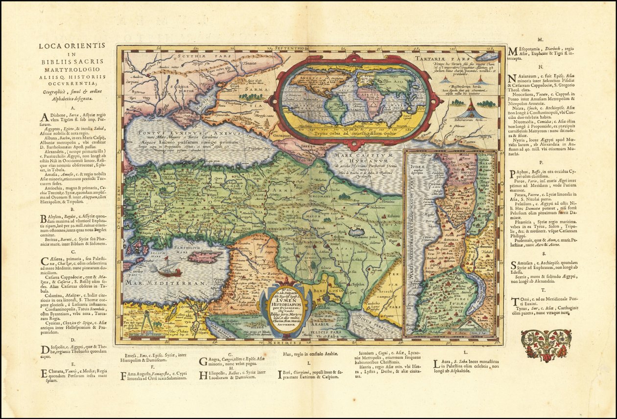 Mapa de 1624 del Mundo Antiguo basado en la Biblia por Abraham Ortelius de Abraham Ortelius